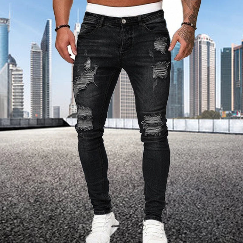 Fast Fashion - Ripped Skinny Denim Jeans - Men