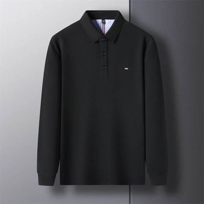 Men's Long Sleeve Casual Embroidered Polo