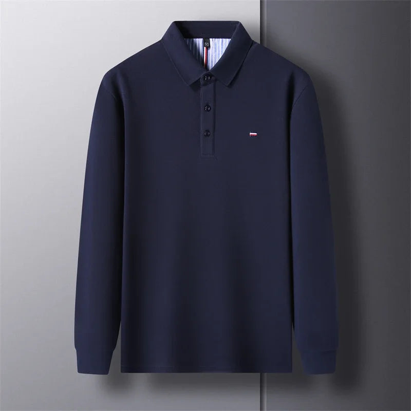 Men's Long Sleeve Casual Embroidered Polo