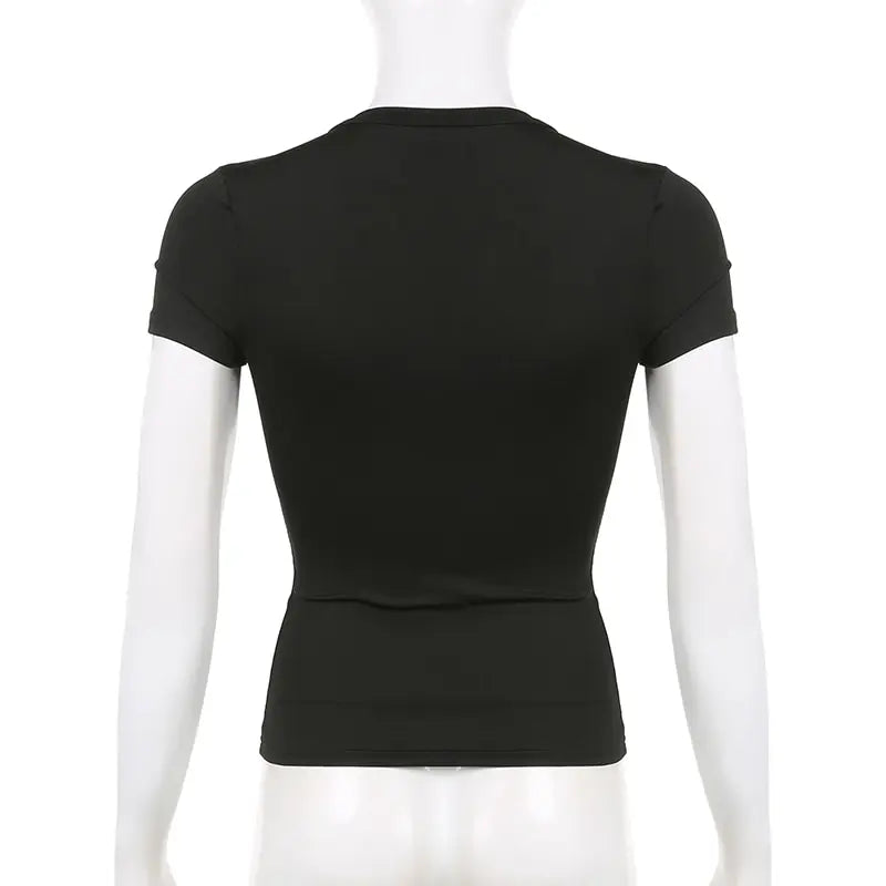 Basic Solid Crop Top Short Sleeve Crewneck Skinny T-shirt Summer Casual Tee for Women Y2K Vintage Top Harajuku Streetwear