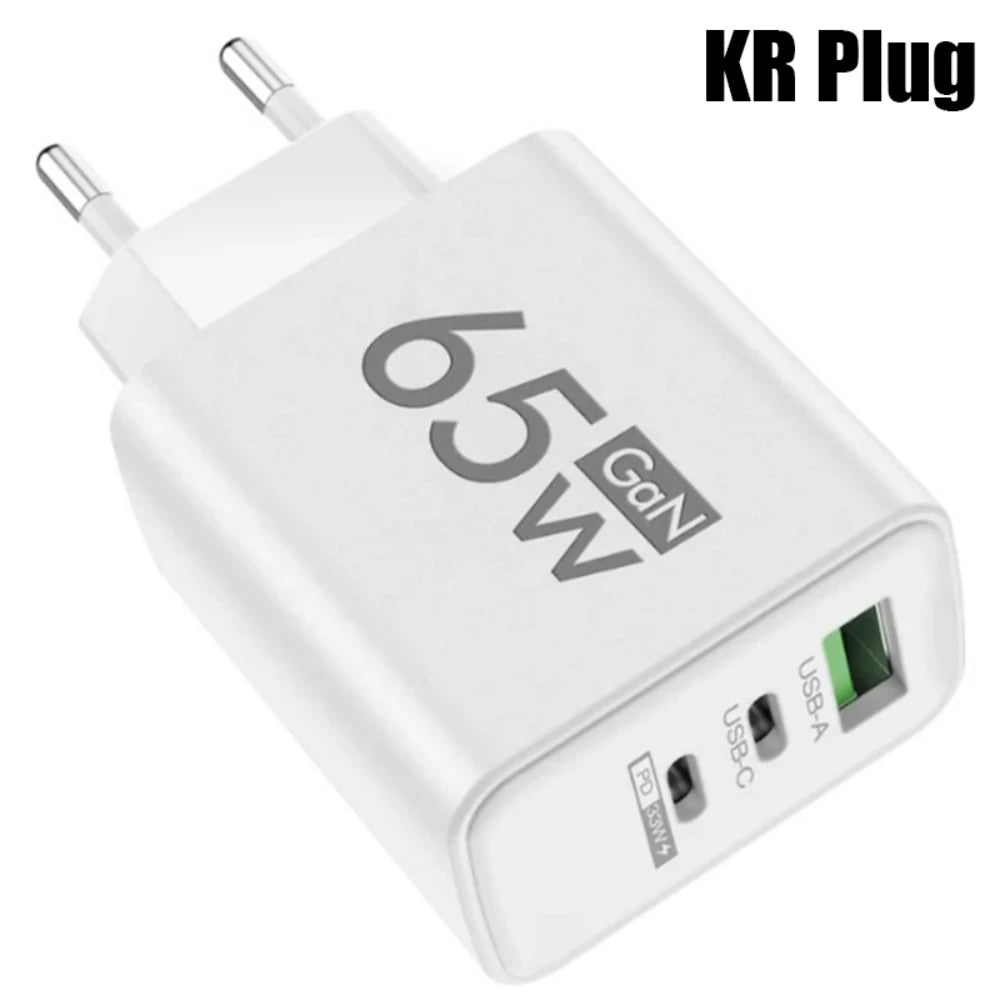 65W Lightning 3-Port Adapter - Charging Box/Plug (1 USB-A Port, 2 USB-C Ports)