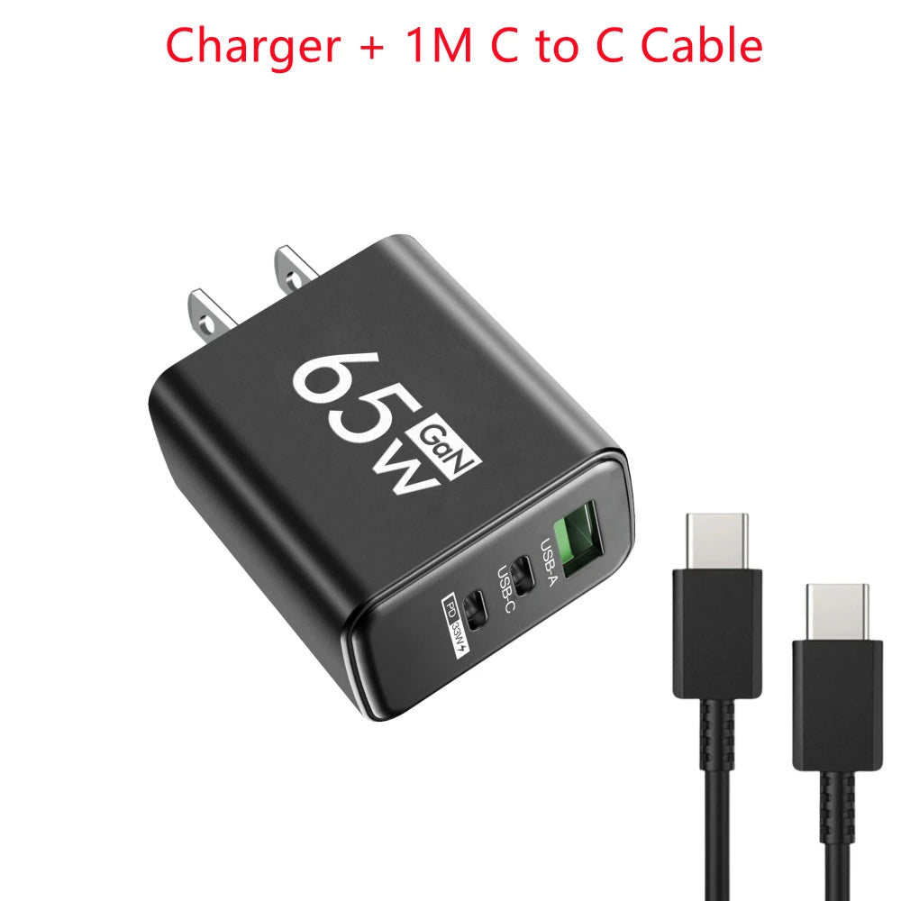 65W Lightning 3-Port Adapter - Charging Box/Plug (1 USB-A Port, 2 USB-C Ports)
