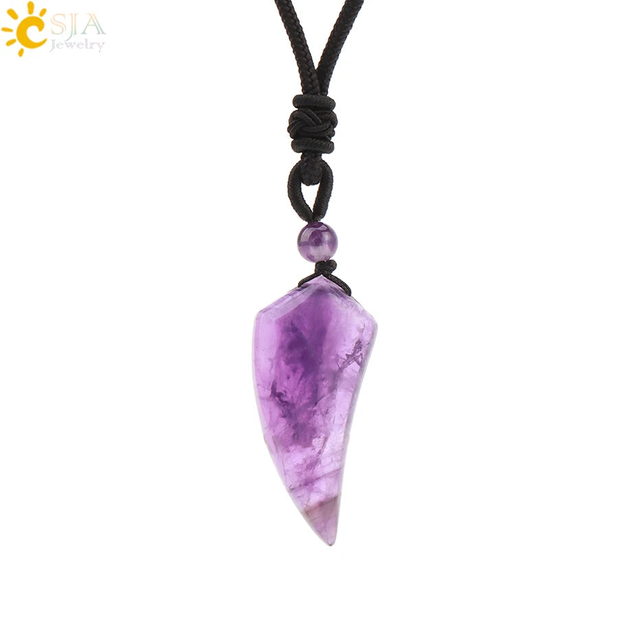 Men's Mali Necklace - Polished Stone Wolf-Shark Tooth