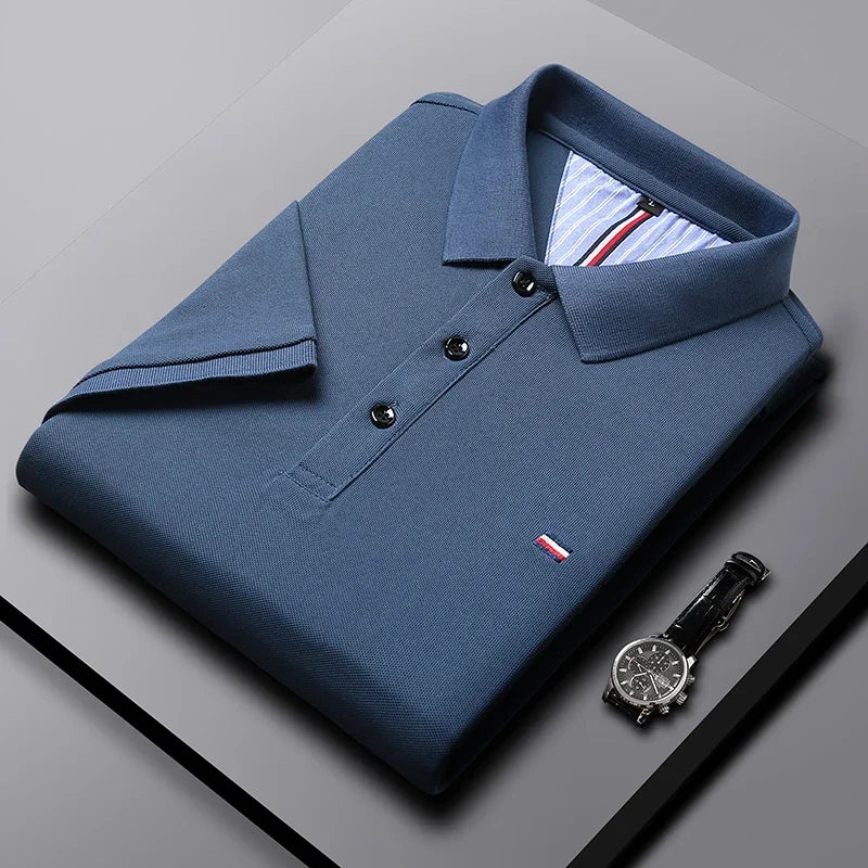 Men's Fitted Short Sleeve Casual Embroidered Polo