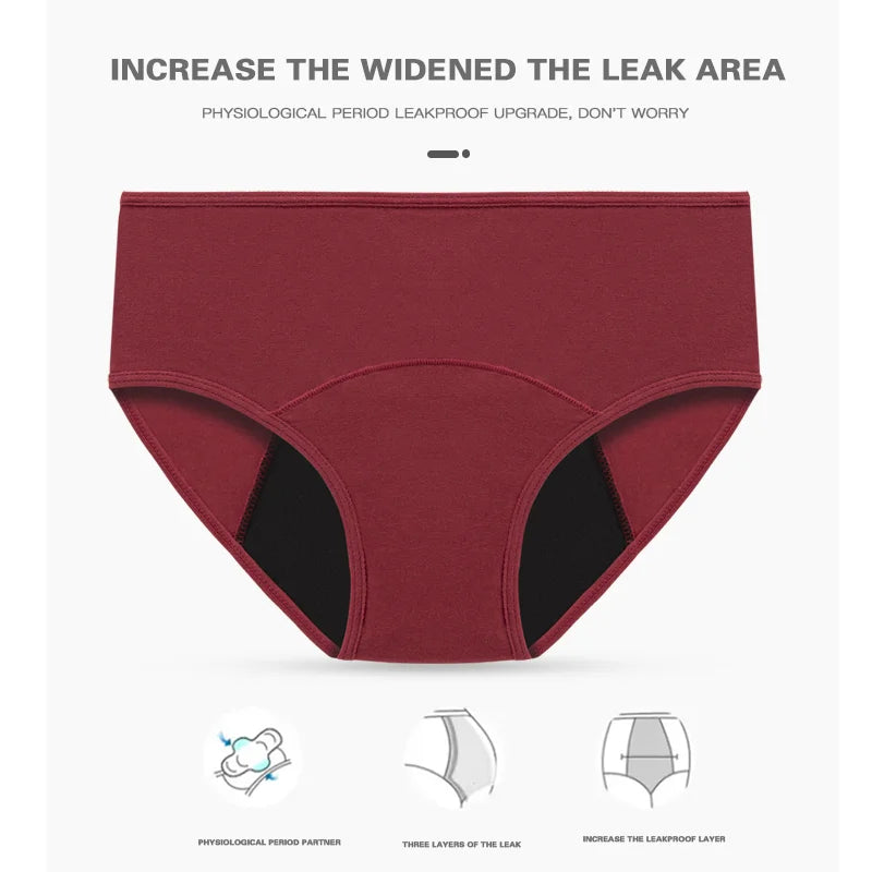 Women Menstrual Panties Leak Proof Briefs Black L XL XXL Cotton Lingerie Absorbency Comfortable Physiological Underwear