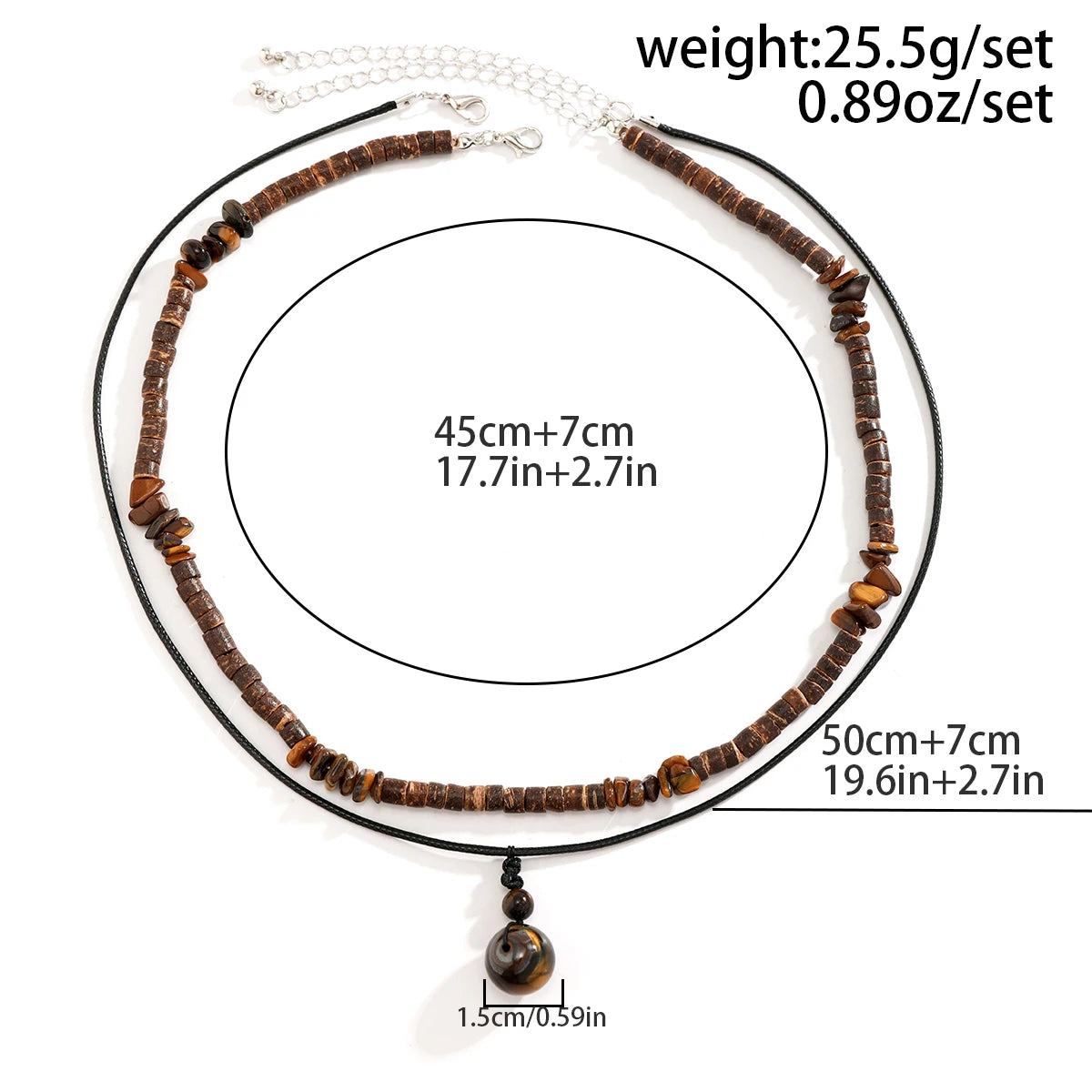 Men's Mali Necklace - 2pc Wooden/Stone Necklaces
