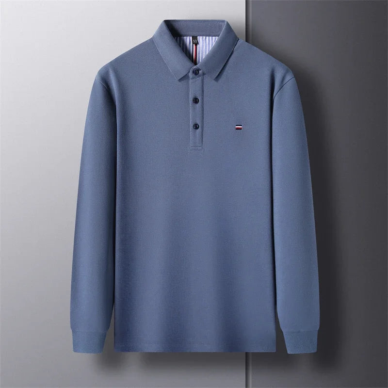Men's Long Sleeve Casual Embroidered Polo