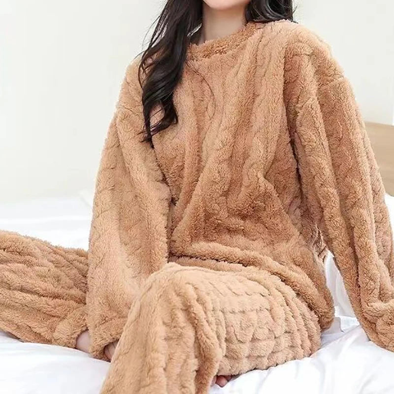 HQ Velvet Ribbed Fleece Pajama Set - 2pc