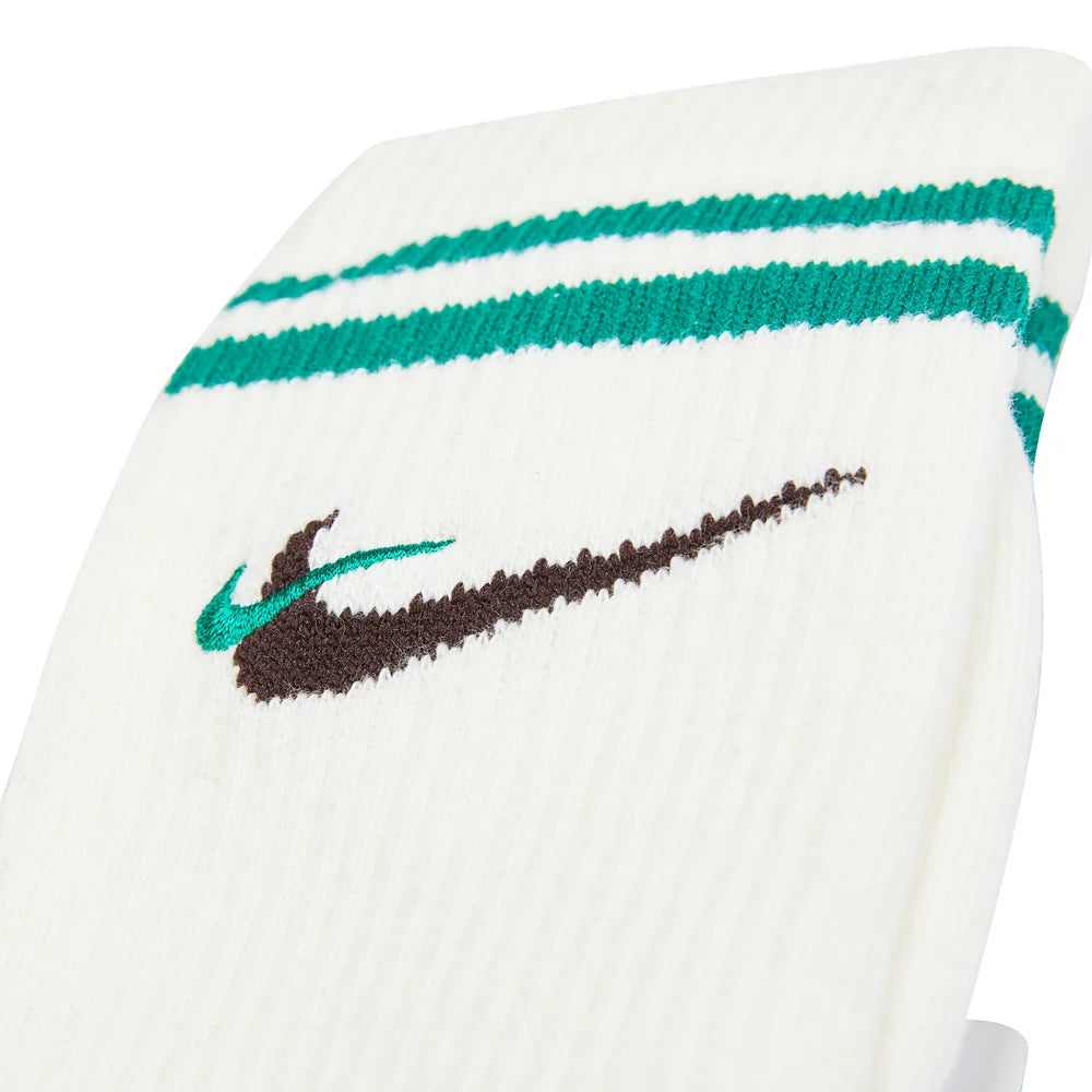 Nike Teal-Striped White Socks