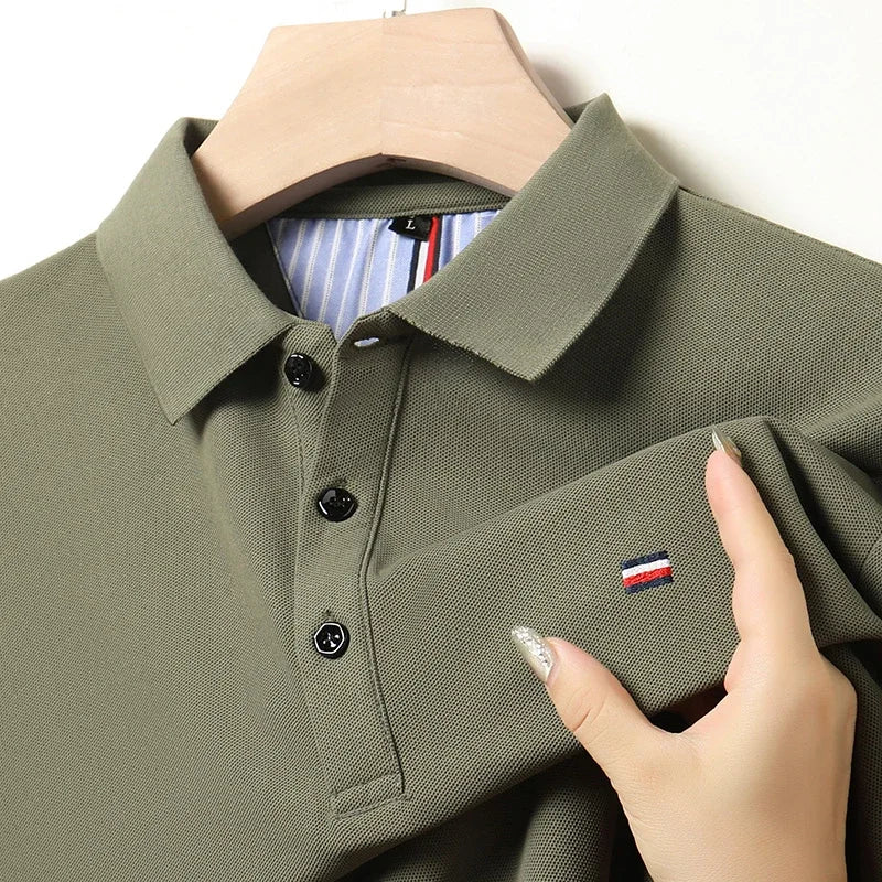 Men's Fitted Short Sleeve Casual Embroidered Polo