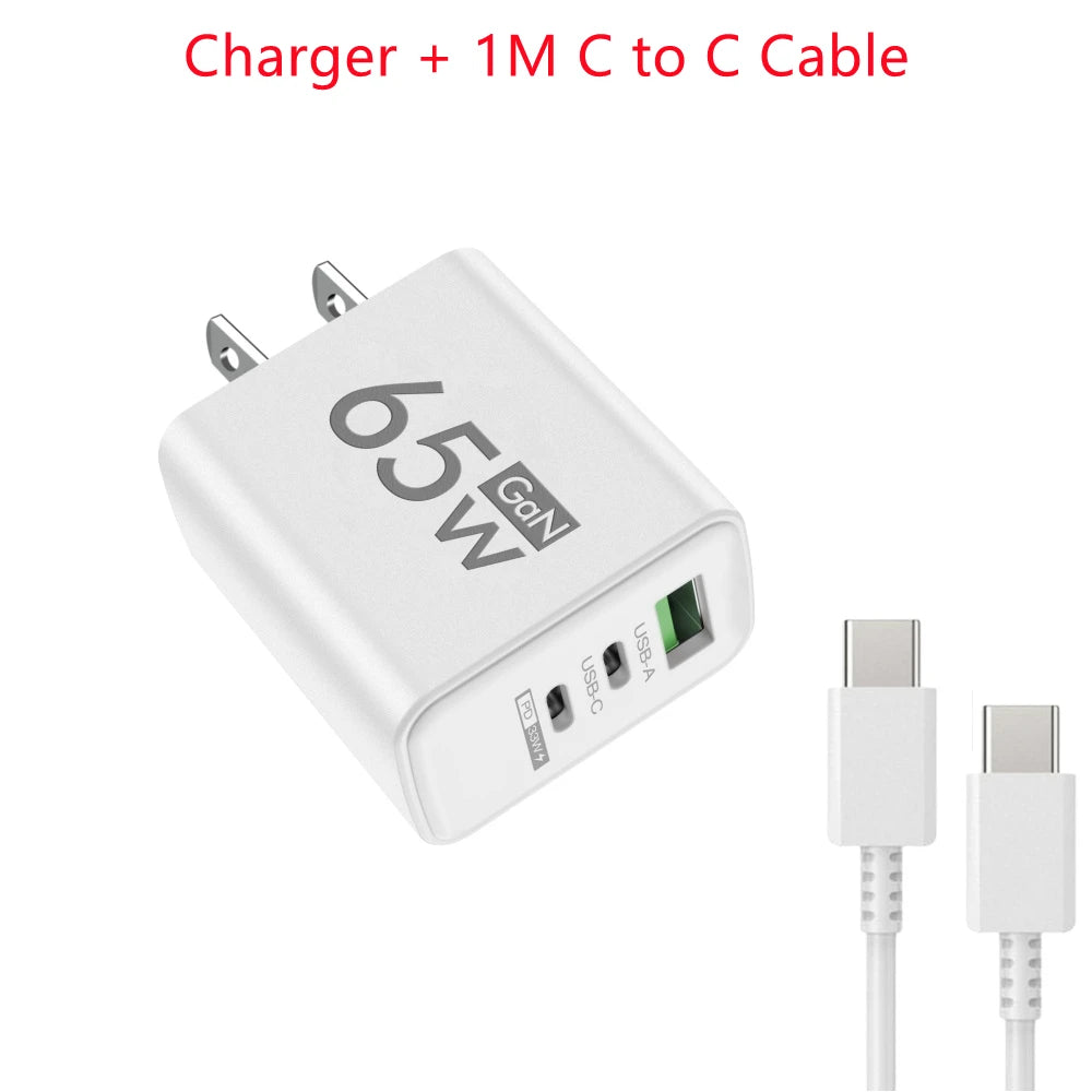 65W Lightning 3-Port Adapter - Charging Box/Plug (1 USB-A Port, 2 USB-C Ports)