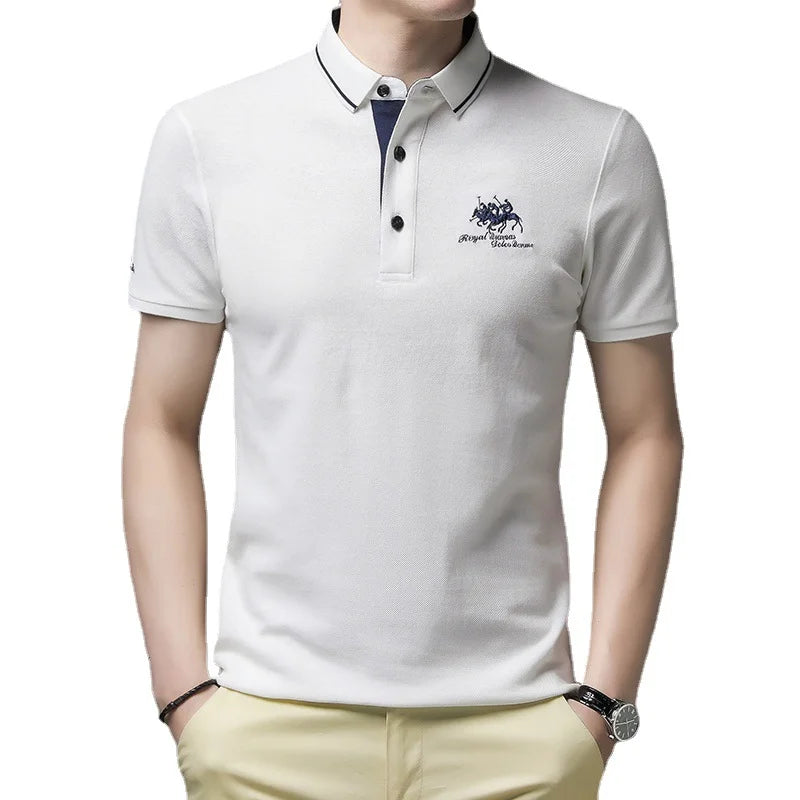 New Summer Korean Embroidered Polo Shirt Men's Luxury Top Casual Lapel Short Sleeve T-shirt Fashion Anti-wrinkle Men T Shirt