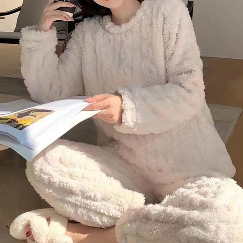 HQ Velvet Ribbed Fleece Pajama Set - 2pc