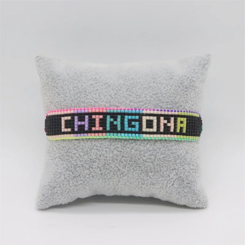 BLUESTAR Mexican CHINGONA Letter Bracelet For Women Mexican Pulseras Jewelry Miyuki Beads Bracelets Handmade Woven Accessories