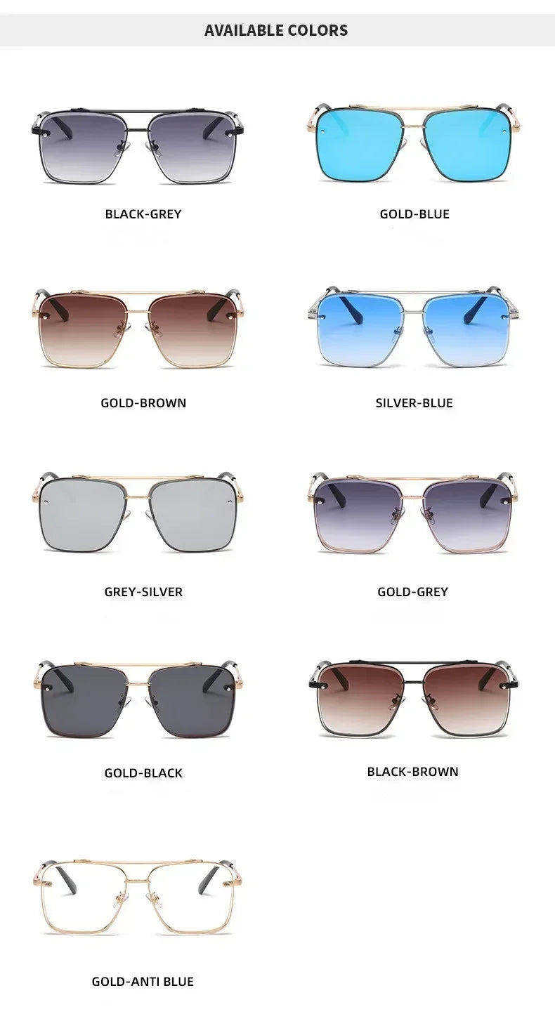 2024 Fashion Square Luxury Design Sunglasses Men Women Flight Seven Rock Mach Six Style Gradient Pilot Sunglasses Oculos De Sol