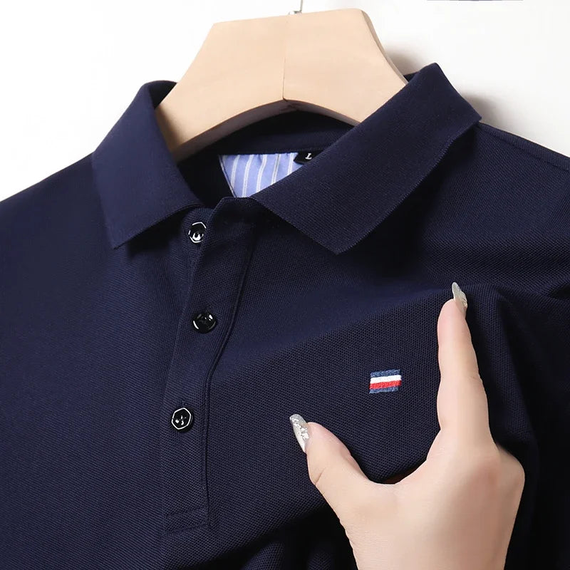 Men's Fitted Short Sleeve Casual Embroidered Polo