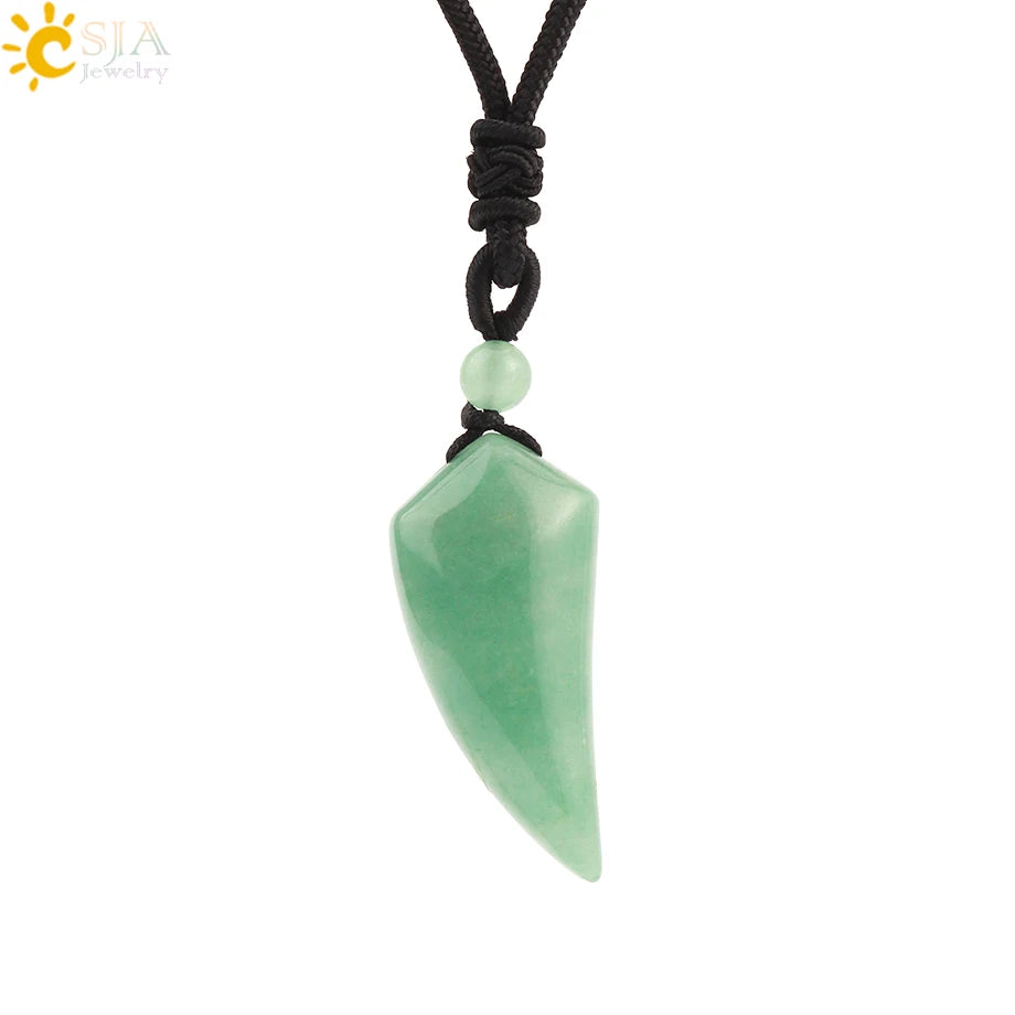 Men's Mali Necklace - Polished Stone Wolf-Shark Tooth