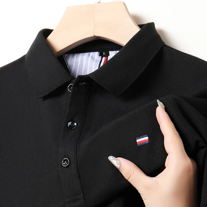 Men's Fitted Short Sleeve Casual Embroidered Polo