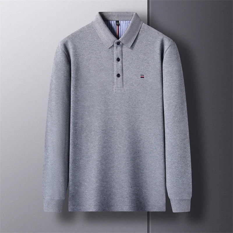 Men's Long Sleeve Casual Embroidered Polo