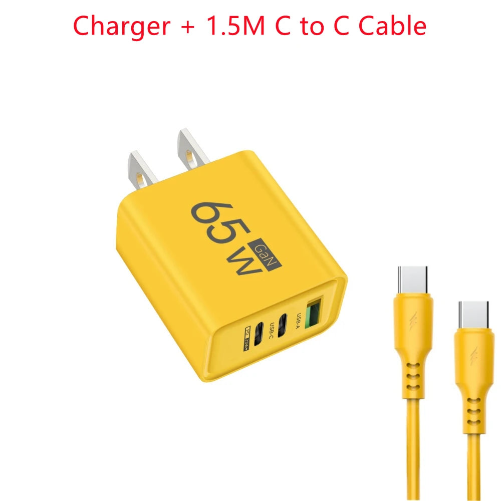 65W Lightning 3-Port Adapter - Charging Box/Plug (1 USB-A Port, 2 USB-C Ports)