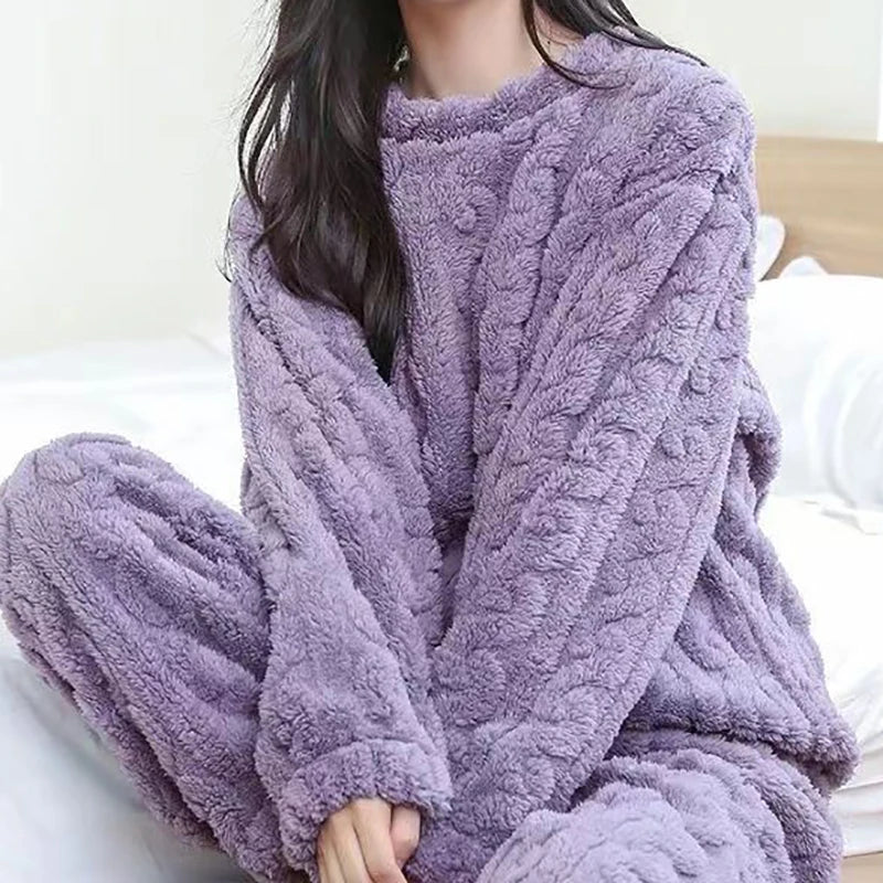 HQ Velvet Ribbed Fleece Pajama Set - 2pc