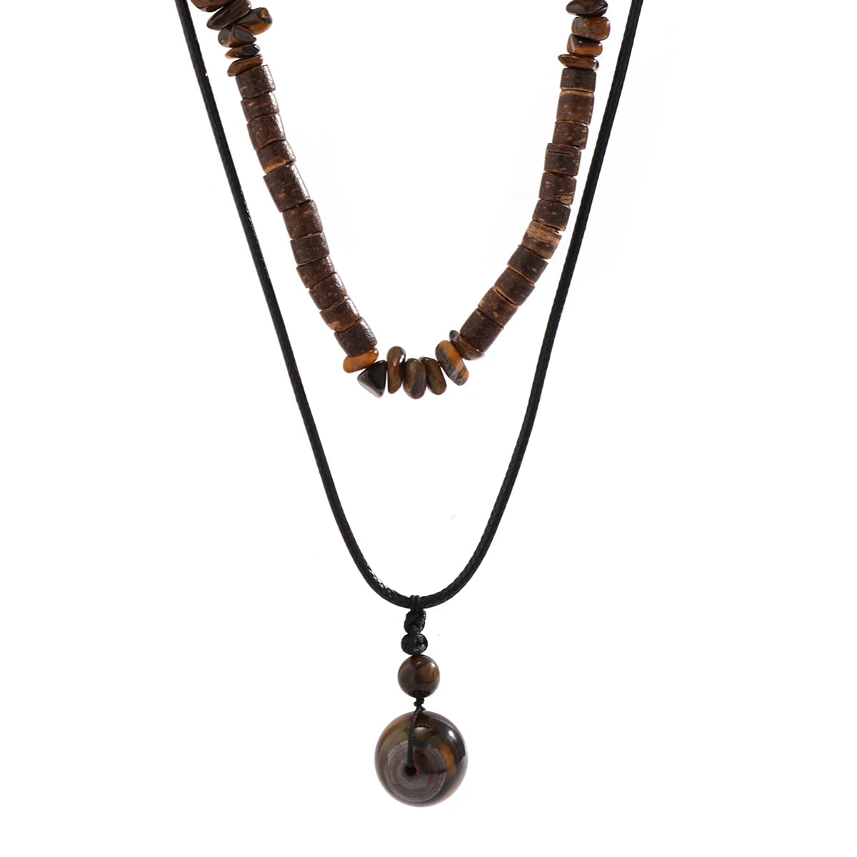 Men's Mali Necklace - 2pc Wooden/Stone Necklaces