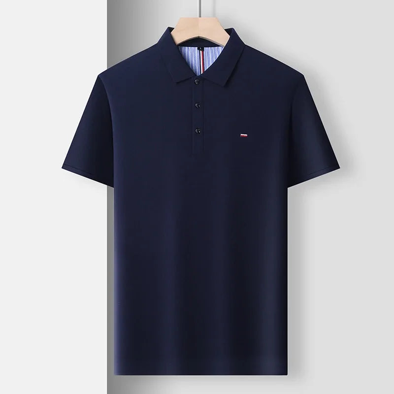 Men's Fitted Short Sleeve Casual Embroidered Polo