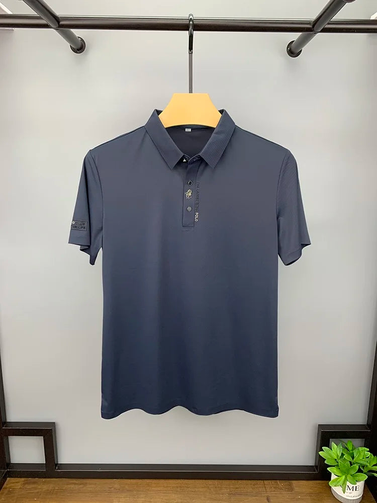 High end cool and breathable seamless short sleeved T-shirt Men's brand embroidered polo shirt Summer fashion casual men's wear