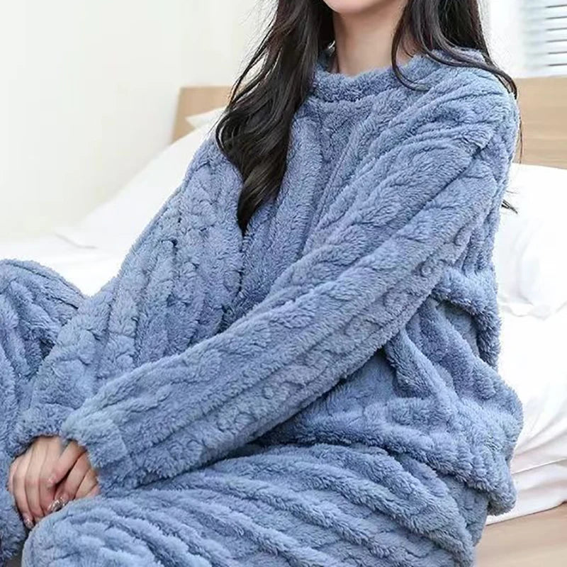 HQ Velvet Ribbed Fleece Pajama Set - 2pc