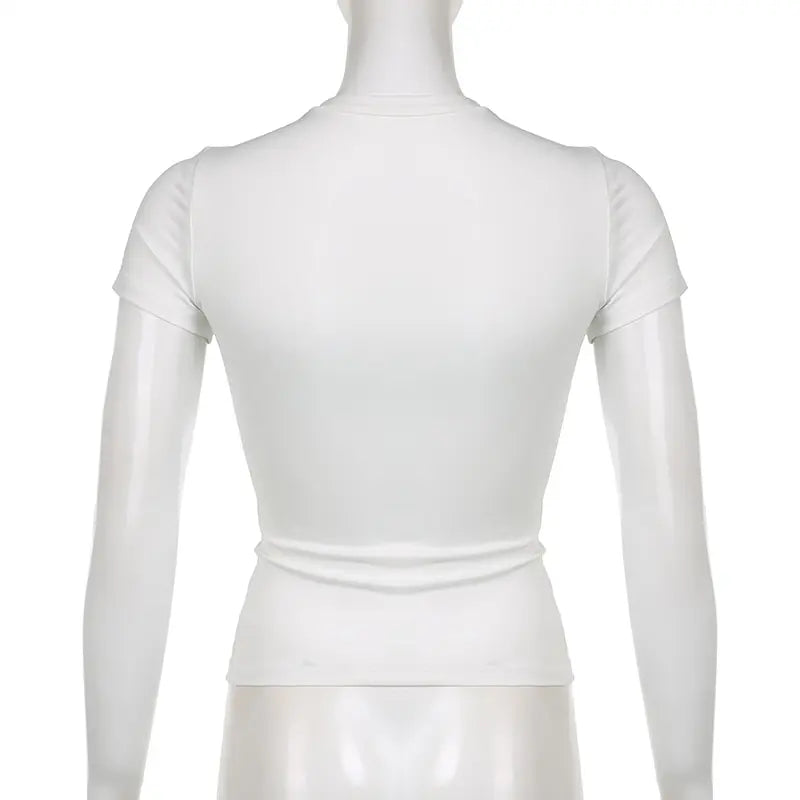 Basic Solid Crop Top Short Sleeve Crewneck Skinny T-shirt Summer Casual Tee for Women Y2K Vintage Top Harajuku Streetwear