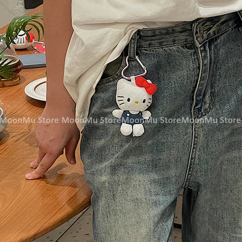 Sanrio Hello Kitty Plush Doll Keychain Pendant Cartoon Kt Cat Stuffed Plushies Key Ring Bag Accessories Girls Gift Kids Toys