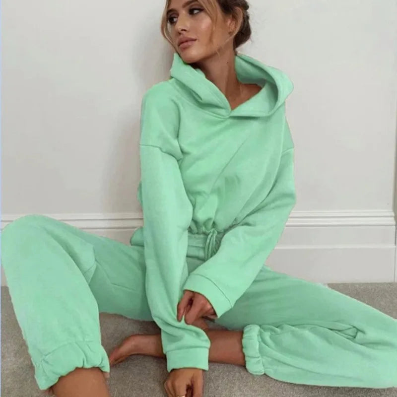 Y2K Loose-Fit Crop Top Tracksuit Set - 2pc