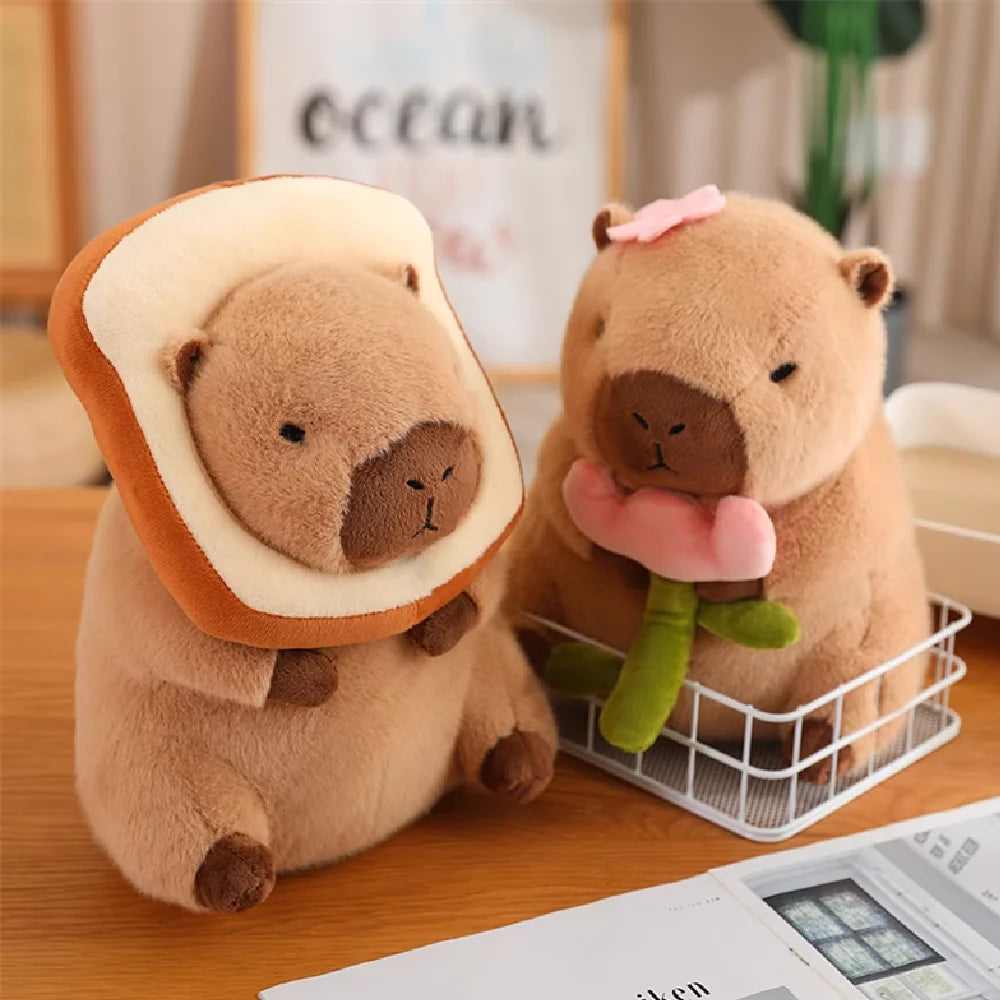 Cute Capybara Stuffed Animal Doll, Super Soft Toast Capy Bara Plushies for Kids Birthday Gift, Room Decor