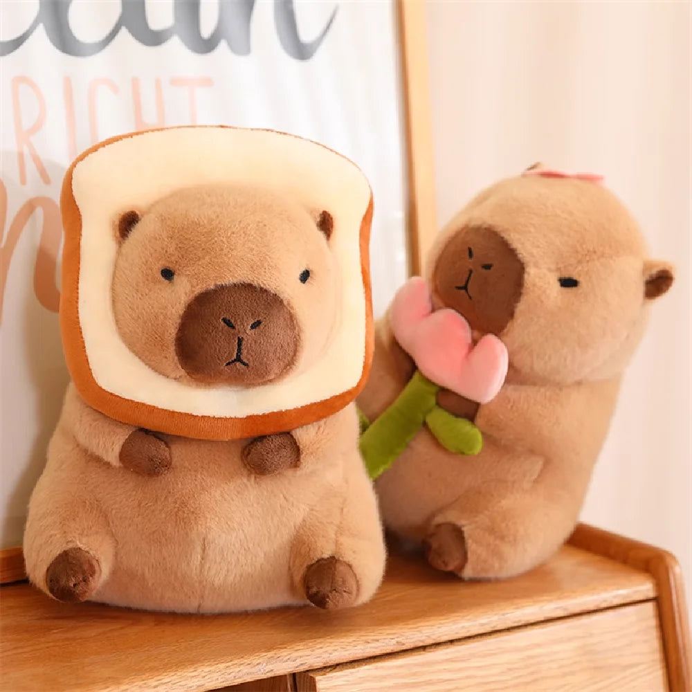 Cute Capybara Stuffed Animal Doll, Super Soft Toast Capy Bara Plushies for Kids Birthday Gift, Room Decor