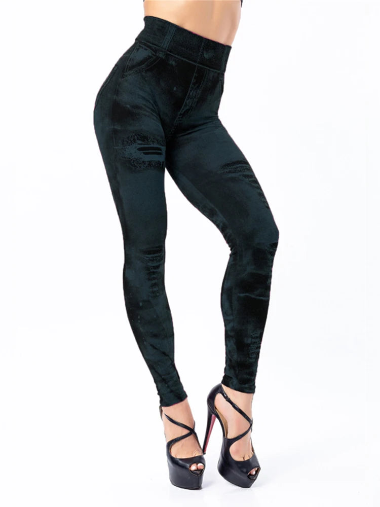 Fast Fashion High-Waist Imitation Jeggings