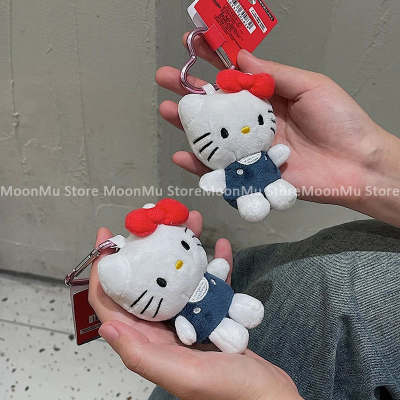 Sanrio Hello Kitty Plush Doll Keychain Pendant Cartoon Kt Cat Stuffed Plushies Key Ring Bag Accessories Girls Gift Kids Toys