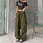 2023 Women Casual Joggers Tech Pants Solid Low Waist Pants Drawstring Wide Leg Baggy Trousers Y2k Streetwear Oversize Sweatpants