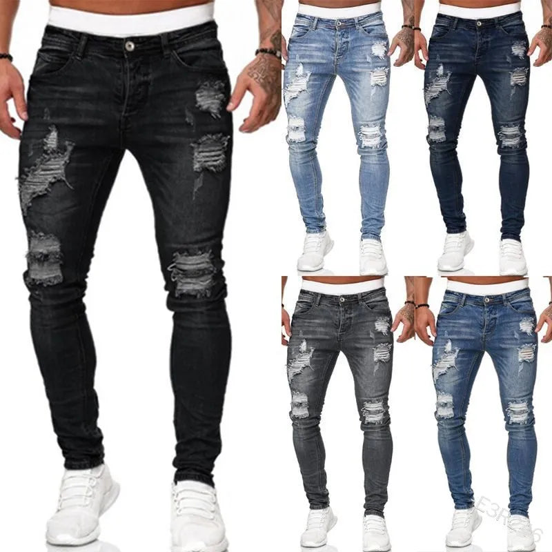 Fast Fashion - Ripped Skinny Denim Jeans - Men