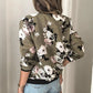 Jocoo Jolee Women Elegant Zipper Bomber Jacket Spring Autumn Floral Printed Jackets Office Wear Slim Office Coat Retro Outwear