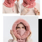 Winter Fur Cap Mask Set Hooded for Women Knitted Cashmere Neck Warm Balaclava Ski Windproof Hat Thick Plush Fluffy Beanies hood