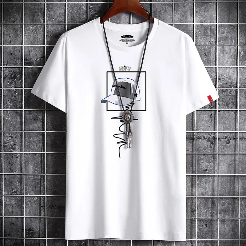 T Shirt for Men 2023 Clothing Fitness White O Neck Anime Man T-shirt For Male Oversized S-6XL New Men T-shirts Goth Punk