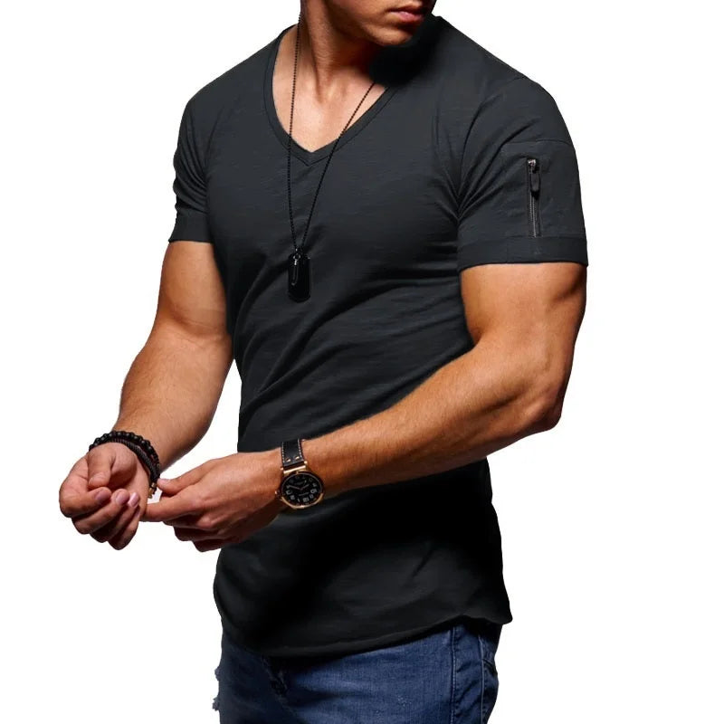 Men's V-Neck Fitness T-Shirt Color Set 1