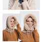 Winter Fur Cap Mask Set Hooded for Women Knitted Cashmere Neck Warm Balaclava Ski Windproof Hat Thick Plush Fluffy Beanies hood