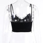 Velvet Mall Goth Crop Tops Black Lace Trim Emo Alternative Aesthetic Crop Tops Women Backless Sexy Strap Tanks