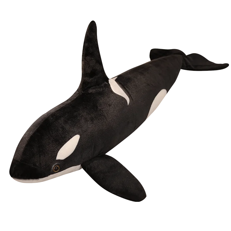 50cm-130cm Lifelike Orcinus Orca Black Whale Plush Toys Big Fish Cloth Doll Shark Stuffed Sea Animals Children Birthday Gift