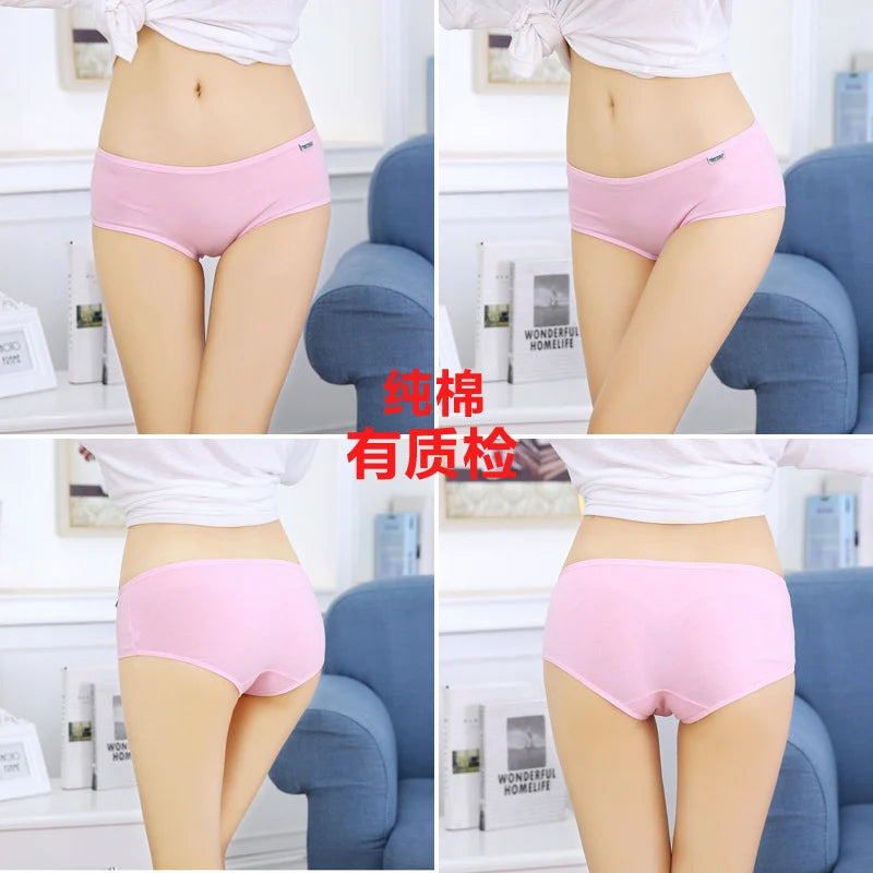 7Pcs/Lot Plus Size Underwear Women's Panties Cotton Girl Briefs Sexy Lingeries Shorts Underpant Solid Panty Female Intimates 4XL