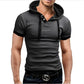 Men's Slim Fitness Hooded Short-Sleeved Tees Male Camisa Masculina Sportswer T-Shirt Slim Tshirt Homme 3XL