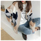 Colorfaith 2022 Plaid Chic Cardigans Button Puff Sleeve Checkered Oversized Women's Sweaters Winter Spring Sweater Tops SW658