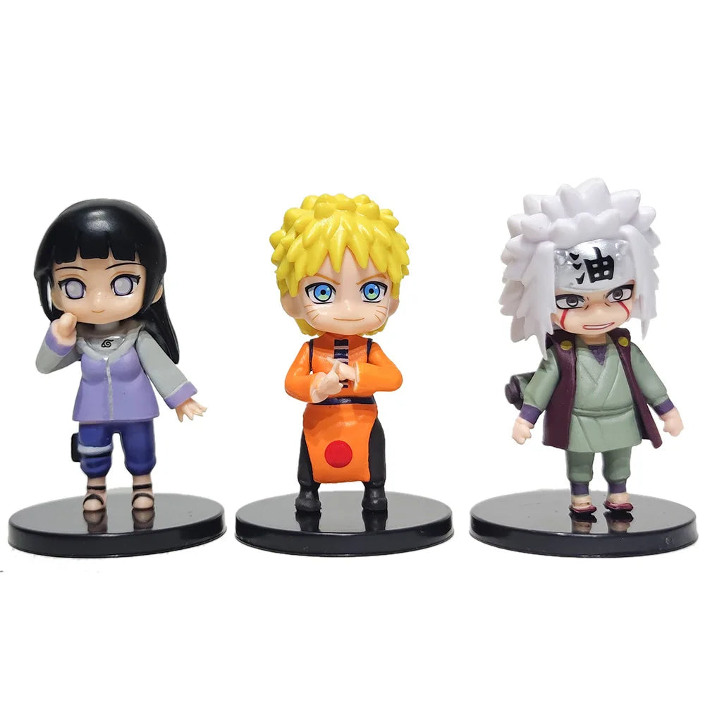 Hot 12pcs/set Anime Naruto Shippuden Hinata Sasuke Itachi Kakashi Gaara anime figure Q Version PVC Figures Toys Dolls Kid Gift