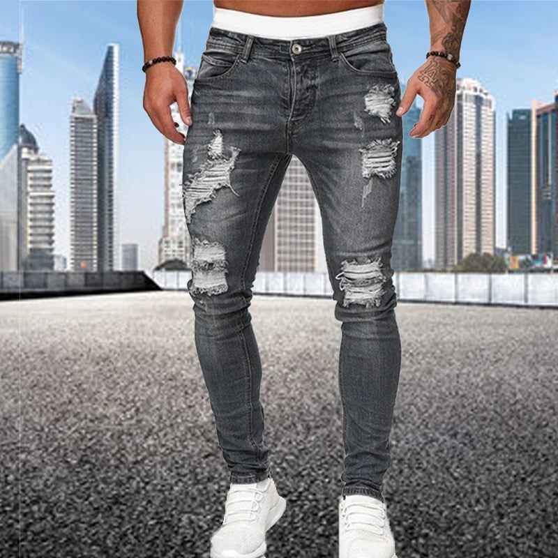 Fast Fashion - Ripped Skinny Denim Jeans - Men